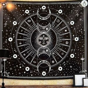 Sun Moon Tapestry Wall Hanging Stars Space